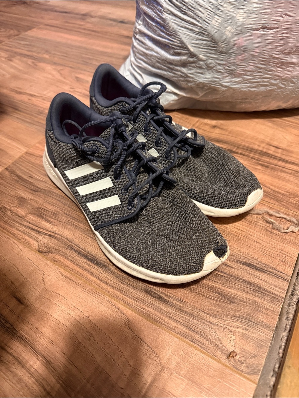 adidas Black Knit Sneakers with White Stripes